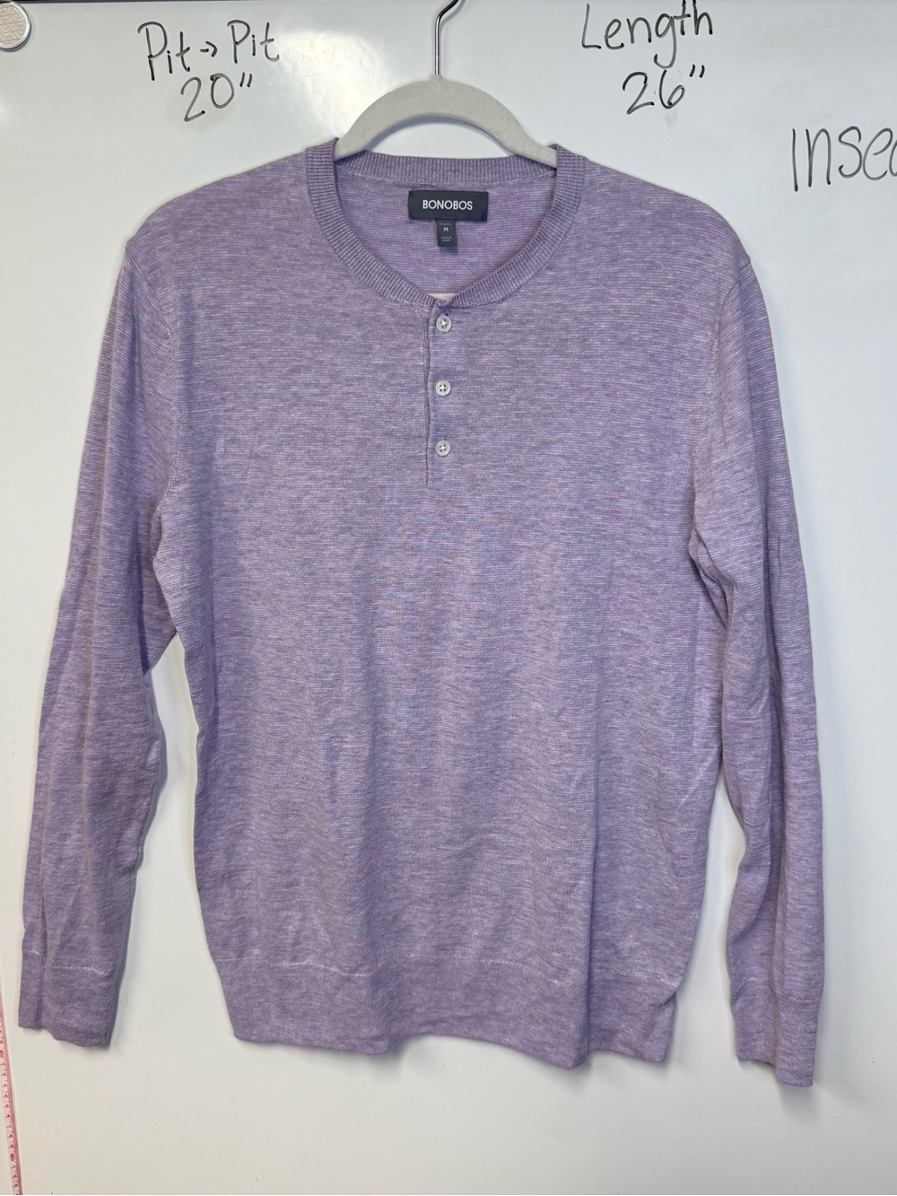 Bonobos Lavender Long-Sleeve Henley Shirt